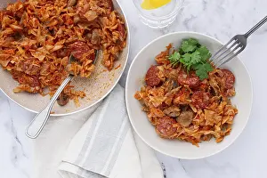Traditional Polish Dish Drucke: Bigos, Polish dish bigos, on the table