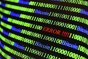 Bitcoin Symbolic Picture Drucke: Binary code with Error lettering