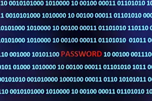 Data Protection Austria Drucke: Binary code with the word Password