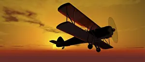 Vintage Biplane Drucke: Biplane flying in the sky