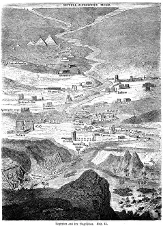 Unesco World Heritage Site In Egypt Drucke: Bird's eye view of Egypt, map