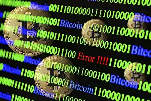 Binary Code Concept Drucke: Bitcoin, binary code with lettering Error