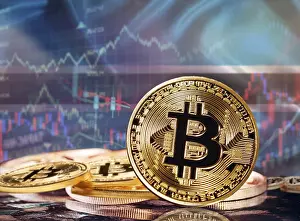 Blockchain Technology Concept Drucke: Bitcoin with Botswanan flag in the background