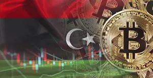 Blockchain Technology Investors Drucke: Bitcoin cryptocurrency with Libya flag