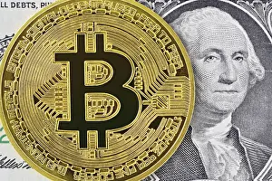 Blockchain Technology Drucke: Bitcoin and a US Dollar Note