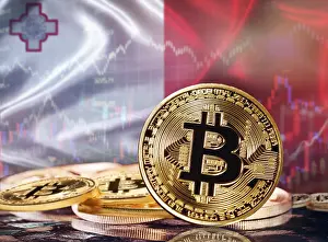 Digital Currency Payment Drucke: Bitcoin with Maltese flag in the background