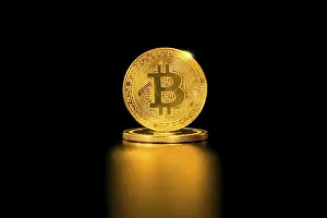 Digital Currency Drucke: Bitcoin and reflection. Physical bit coin