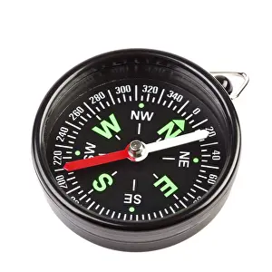 White Background Compass Drucke: Black compass isolated on white background