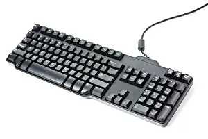 Bright White Background Drucke: Black computer keyboard isolated on white background