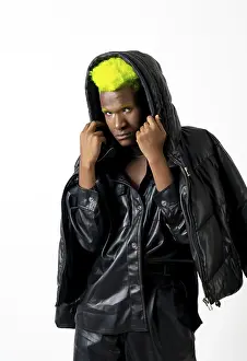 Studio Shot Diversity Drucke: Black ethnic man in studio with white background