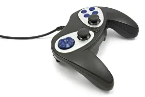 Bright White Background Image Drucke: Black video game controller on white background