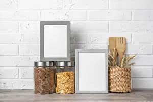 Text Free Space For Copywriting Drucke: Blank frame kitchen counter