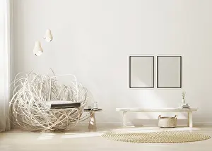 Modern Interior Background Drucke: Blank frame mock up in modern interior background