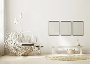 Blank Frame Mockup Drucke: Blank frame mock up in modern interior background