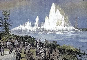 Sprengung des Flood Rock, Teil von Hell Gate Rock.