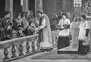 Christian Artwork Austria Drucke: Blessing of Saint Blaise in Styria