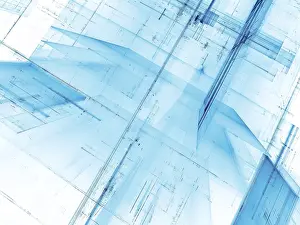 Symbolic Digital Picture Drucke: Blue ans white - technology background