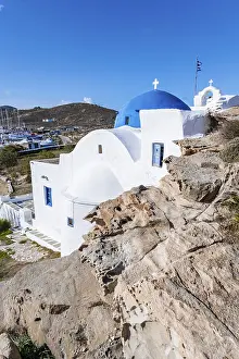 Deserted Greek Abbey Drucke: Blue dome of the monastery of St