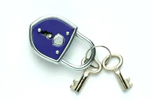 Deserted Castle Drucke: Blue padlock with two keys