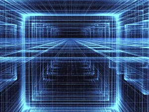 Gerahmter Druck : Blaue Perspektive-Hintergrund - abstrakte computer-generierte 3D-Illustration. Gerahmter Druck : Blaue Perspektive-Hintergrund - abstrakte computer-generierte 3D-Illustration.