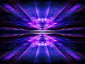 Abstract Computer Generated Image Drucke: Blue and purple background with grid and rays