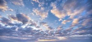 Panorama Evening Sky Drucke: Blue sky with clouds in the evening light