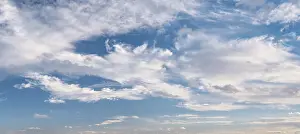 Cloudy Blue Skies Drucke: Blue sky with clouds, panorama