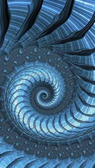 Abstract Computer Wallpaper Drucke: Blue spiral background - abstract computer-generated image