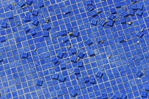Glazed Tile Background Drucke: Blue tiles as texture, background