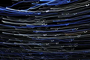Long Exposure Night Shot Drucke: Blue and white light trails
