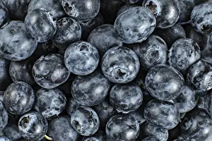 Close Up View From Above Drucke: Blueberries - close up detail from above