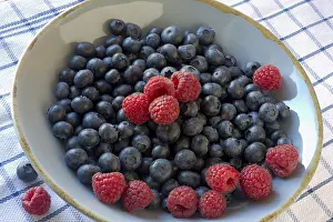 Empty Plate Desserts Drucke: Blueberries and raspberries
