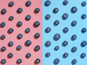 Flat Lay Concept Image Drucke: Blueberry pattern. Minimalistic concept