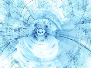 Abstract Computer Generated Image Drucke: Blurred white and blue background - abstract computer-generated image