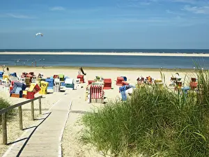 East Frisia Germany Drucke: Boardwalk to the bathing beach