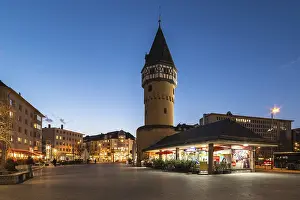 Central Europe Deserted Scene Drucke: Bockenheimer Warte after sunset
