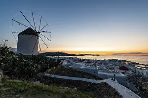 Aegean Sea Island Drucke: Boni's Windmill at sunset