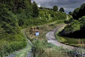 East Germany History Drucke: Border fortification with column path