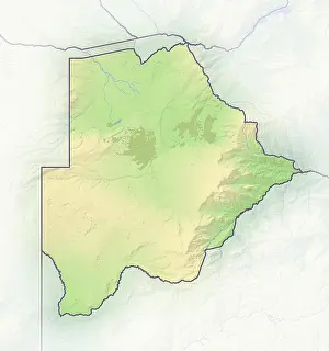 Drucke von Botswana, Schattendachkarte Karte Drucke: Botswana, Schattendachkarten.