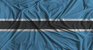 Botswana Flag Drucke: Botswanan flag with fabric texture background