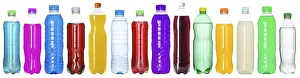 Colourful Drinks Drucke: Bottles with colourful drinks, in a row