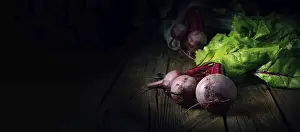 Vegetable Photography Drucke: Botwina, Rustic Young Beetroot