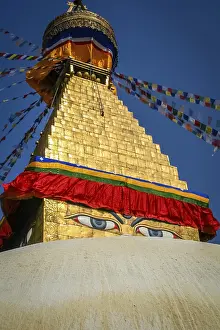 Boudhanath Stupa Drucke: Boudhanath Stupa with prayer flags