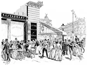Auguste VITU Artwork Drucke: The boulevards, the corner of the Place de l'Opera