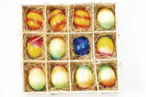 Painted Easter Eggs Drucke: A box with painted Easter eggs