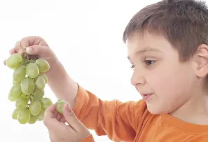 Healthy Fruit Options Drucke: Boy eats grapes