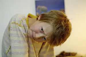 Blond Child Drucke: Boy looking angry