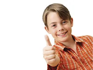 Thumbs Up Gesture Drucke: Boy, smiling, making a thumbs up gesture