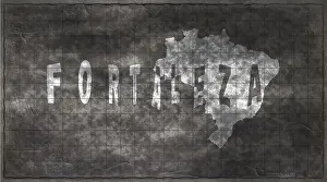 Karte Drucke: Brasil Fortaleza Tafeltypografie Kartenlayout