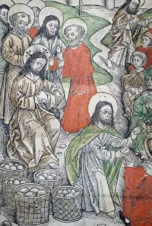 Drucke von Ein Detail aus dem Brotwunder Michael Wolgemut Drucke: Detail aus dem Brotwunder